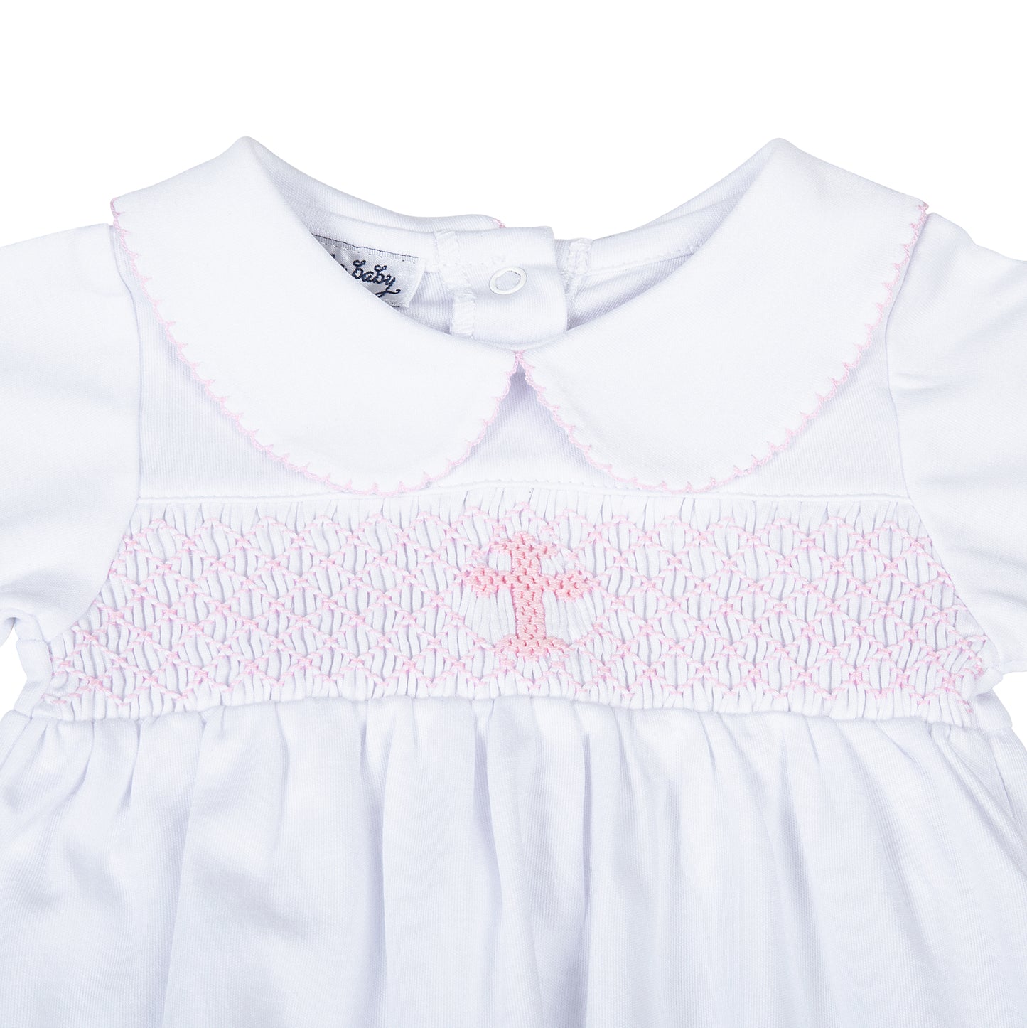 Blessed Embroidered Smocked Collar Gathering Gown