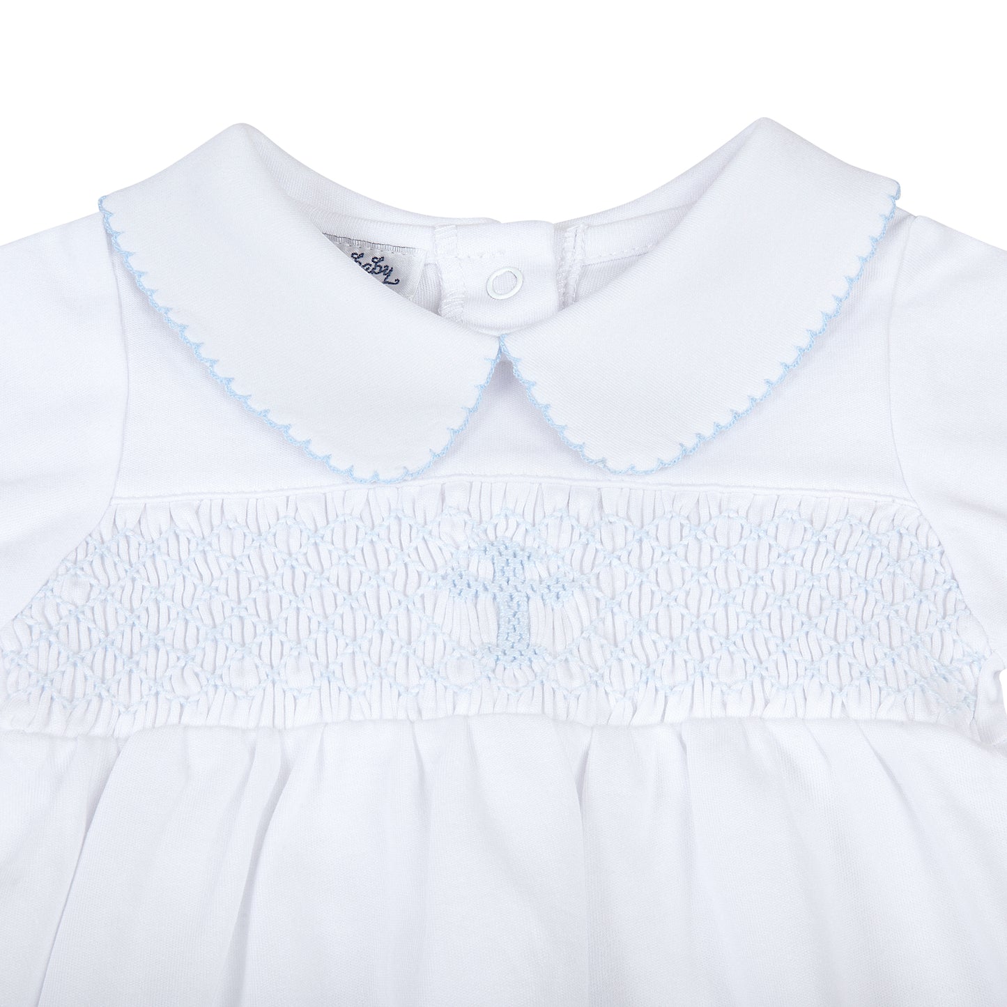 Blessed Embroidered Smocked Collar Gathering Gown