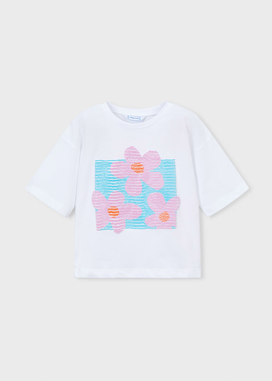 Girl Drop Shoulder T-shirt - Flower