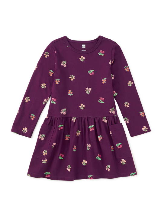Long Sleeve Pocket Dress - Midnight Posy