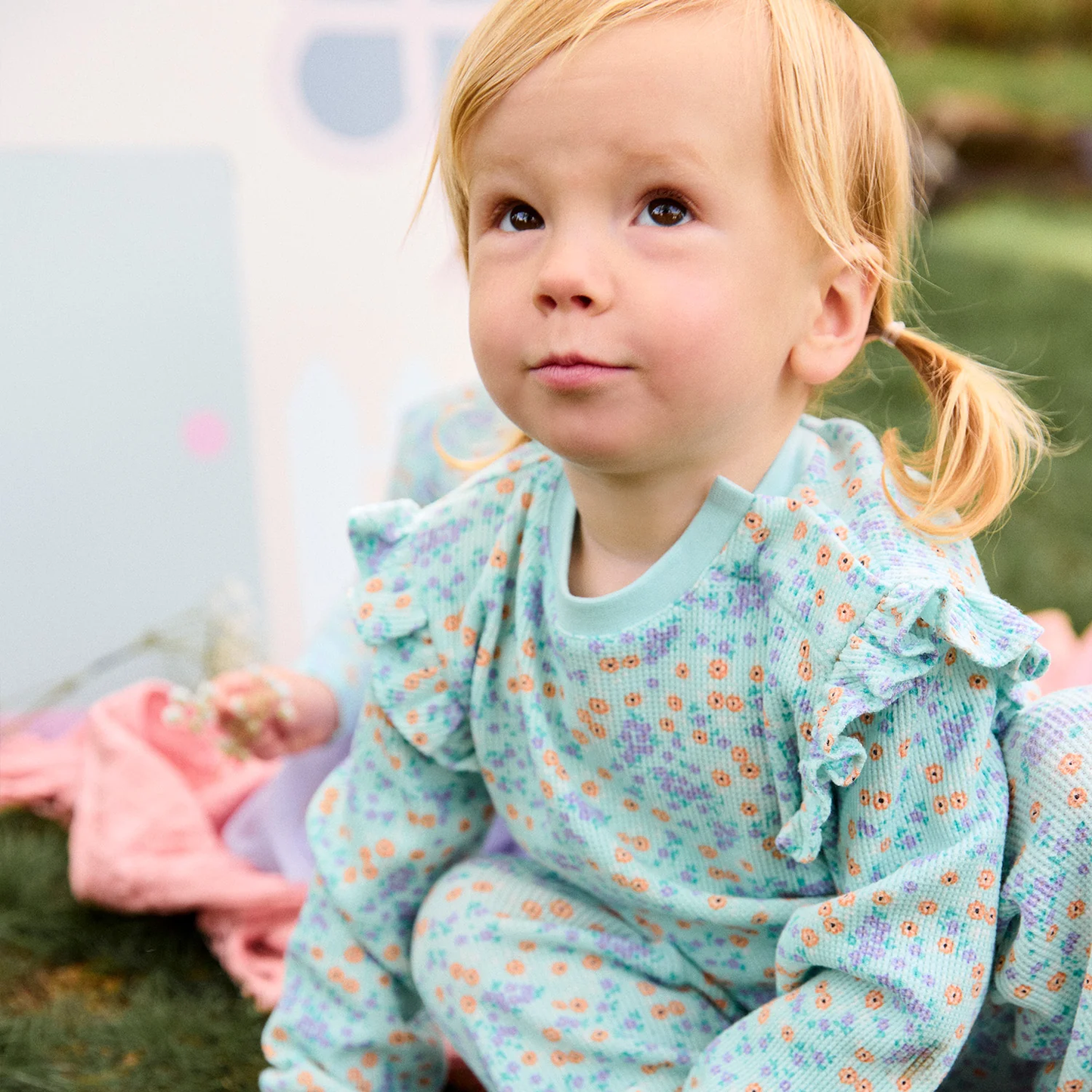 Magnetic Top & Pant Set - Waffle Green Floral