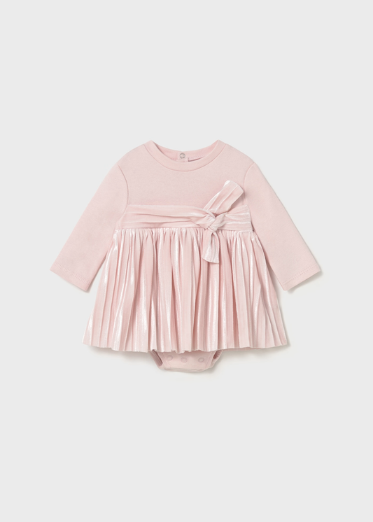 Newborn Girl Gathered Dress - Pink