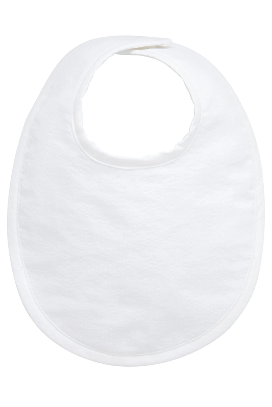 Seersucker Stripe Basic Bib - White
