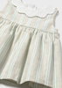 Girl Striped Linen Dress - Aqua
