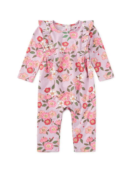 Ruffle Shoulder Baby Romper - Rosa Canina