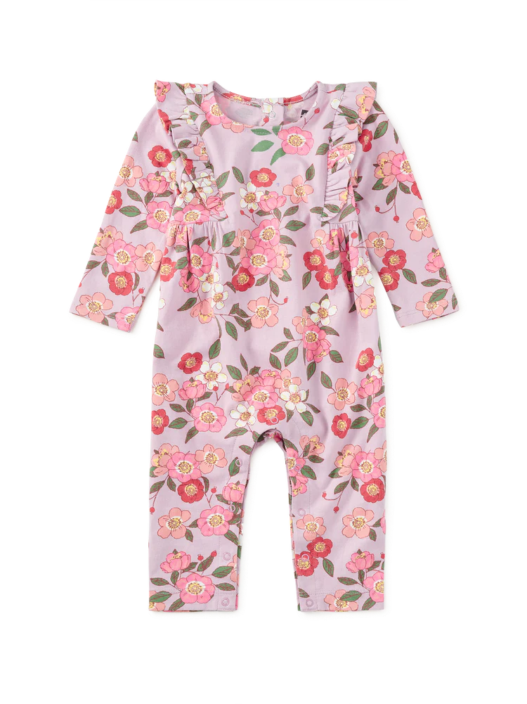 Ruffle Shoulder Baby Romper - Rosa Canina