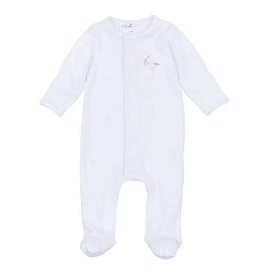 Vintage Stork Footie - White