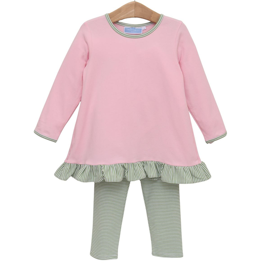 Mila Pant Set - Green Stripe/Light Pink