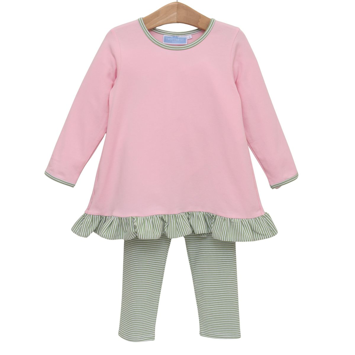 Mila Pant Set - Green Stripe/Light Pink