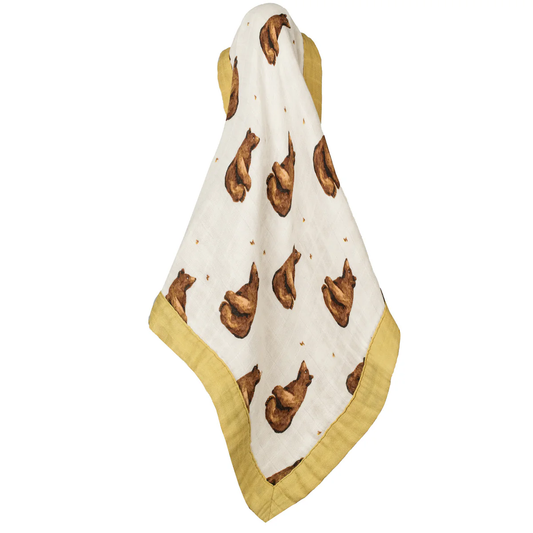 Honey Bear Mini Lovey Two-Layer Muslin Security Blanket