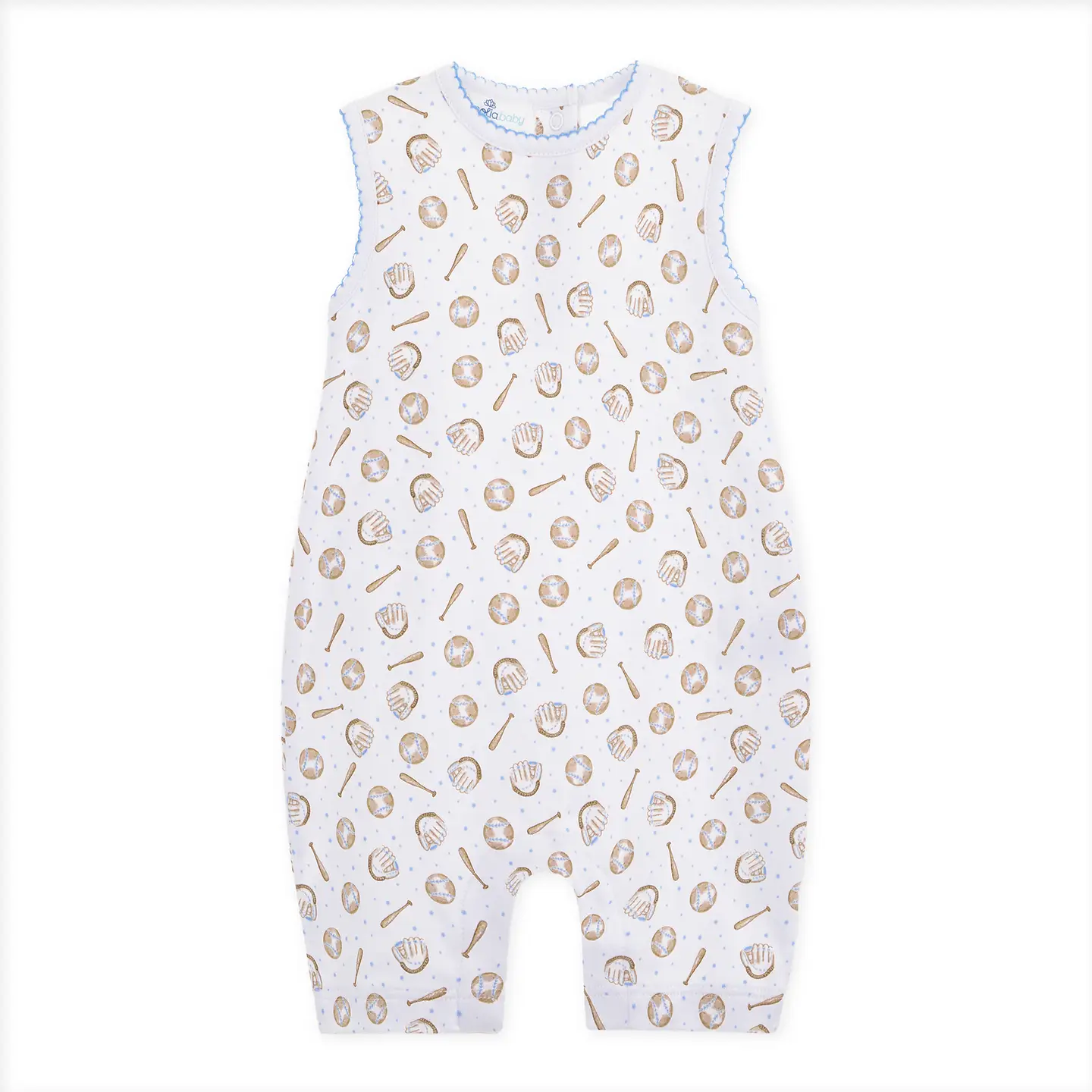 Precious Lil' Sluggers Print Short Playsuit - Light Blue