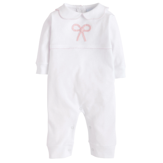 Crochet Playsuit - Pink Bow