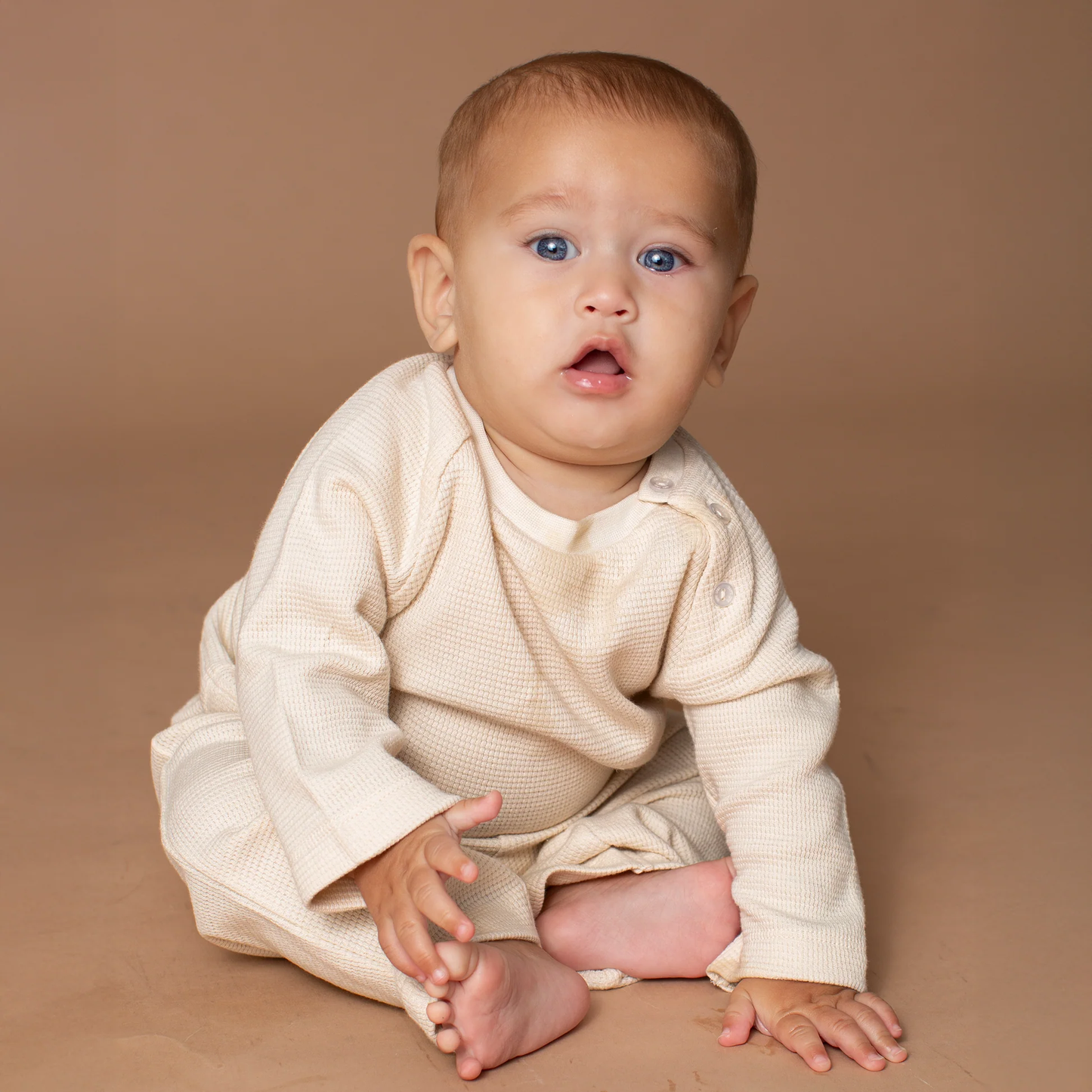 Boys Waffle Knit Lounge Set - Oatmeal