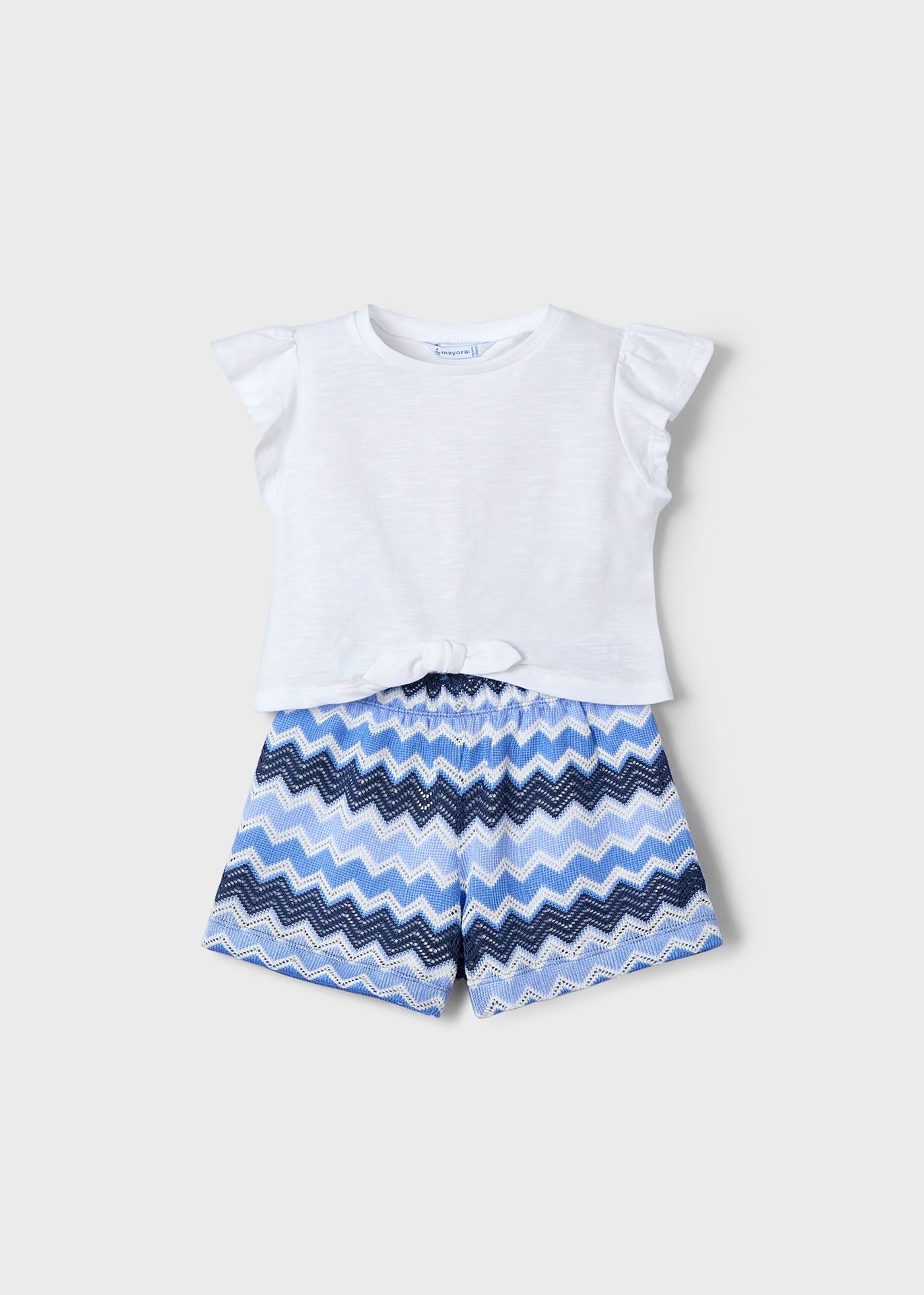 Girl Zigzag Print Shorts and T-Shirt Set - Indigo