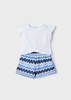 Girl Zigzag Print Shorts and T-Shirt Set - Indigo