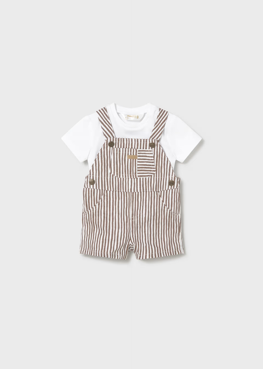 Boy Dungaree and T-shirt Set - Cocoa