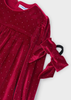 Girl Velvet Dress With Scrunchie - Red