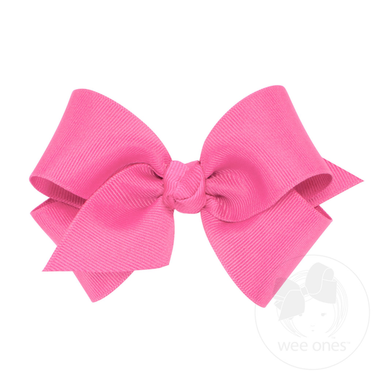 Small Classic Grosgrain Hair Bow (Knot Wrap) - Hot Pink
