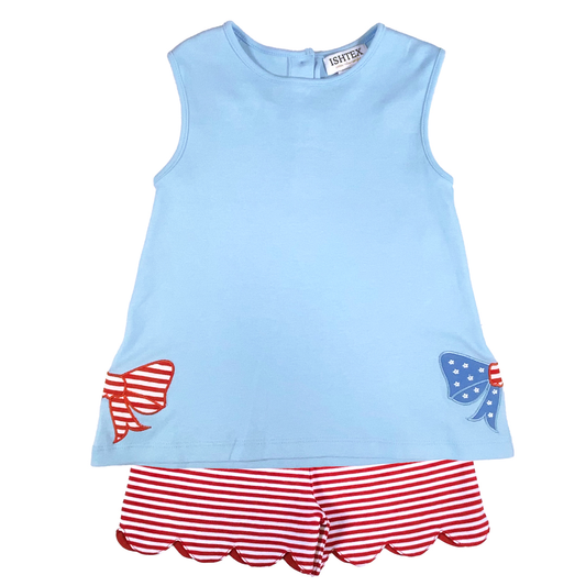 Bow Girl's Shorts Set