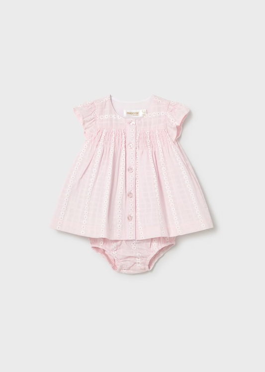 Newborn Girl Chiffon Dress - Baby Pink