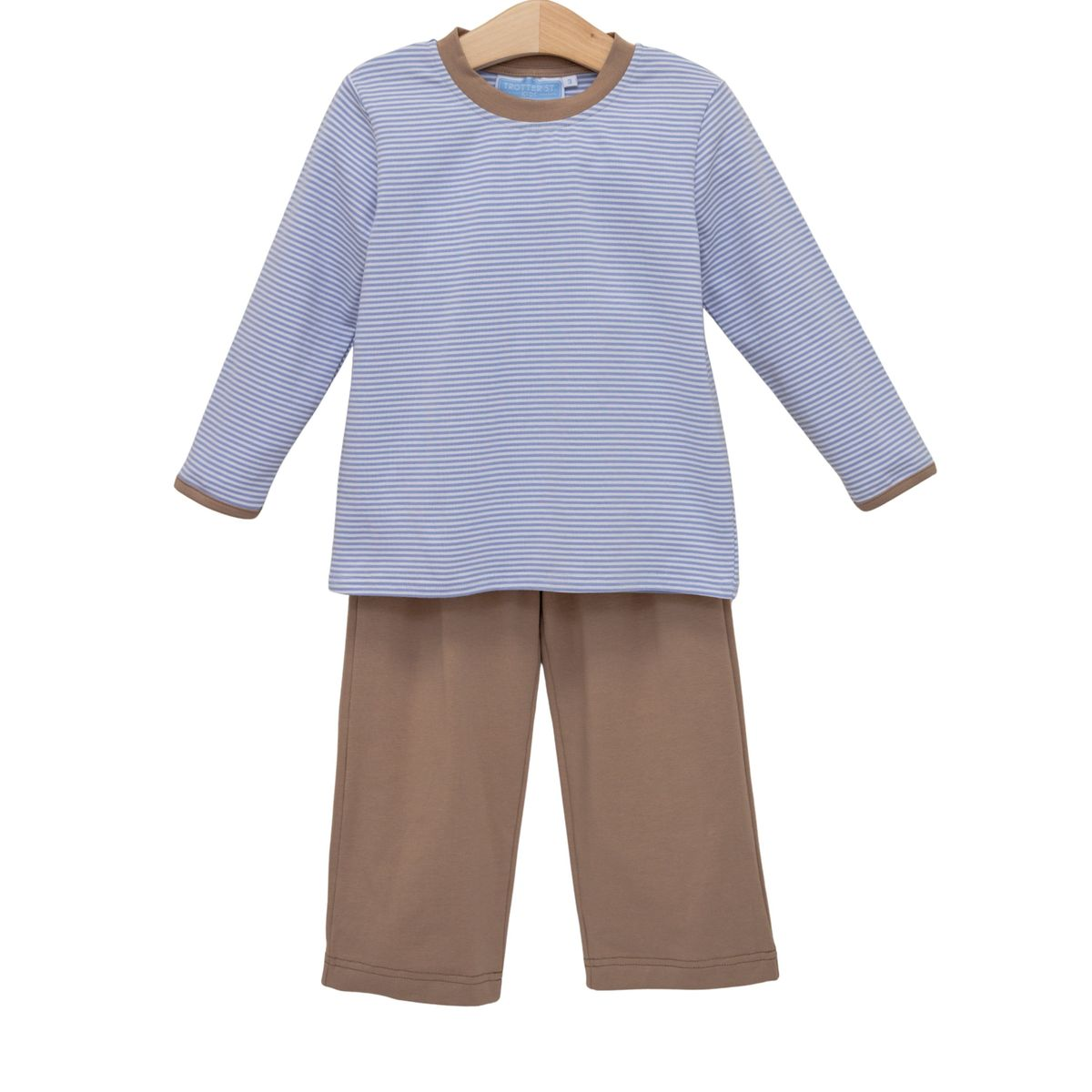 Miller Pant Set - Dusty Blue Stripe/Brown