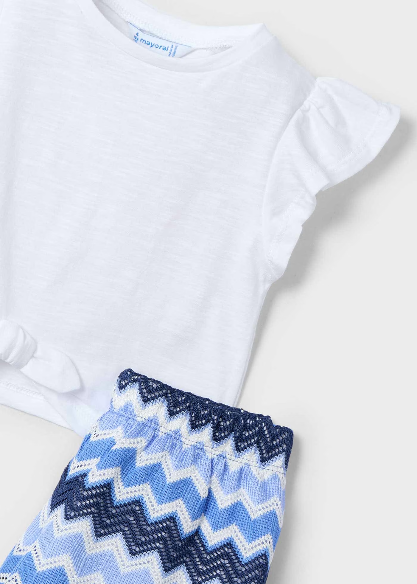 Girl Zigzag Print Shorts and T-Shirt Set - Indigo