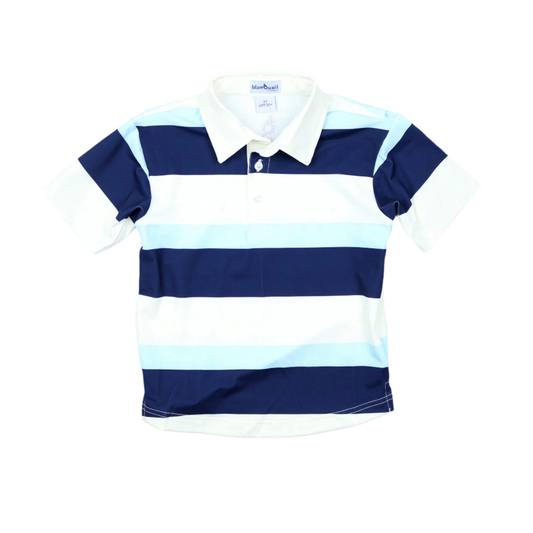 Light Blue Rugby Stripe Polo Short Sleeve Shirt