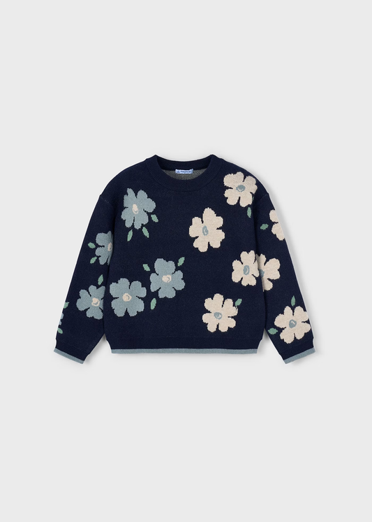 Girl Jacquard Sweater - Petroleum