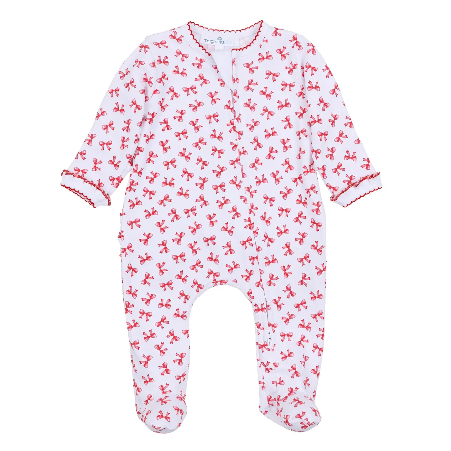 Scarlett Bows Printed Zipper Footie
