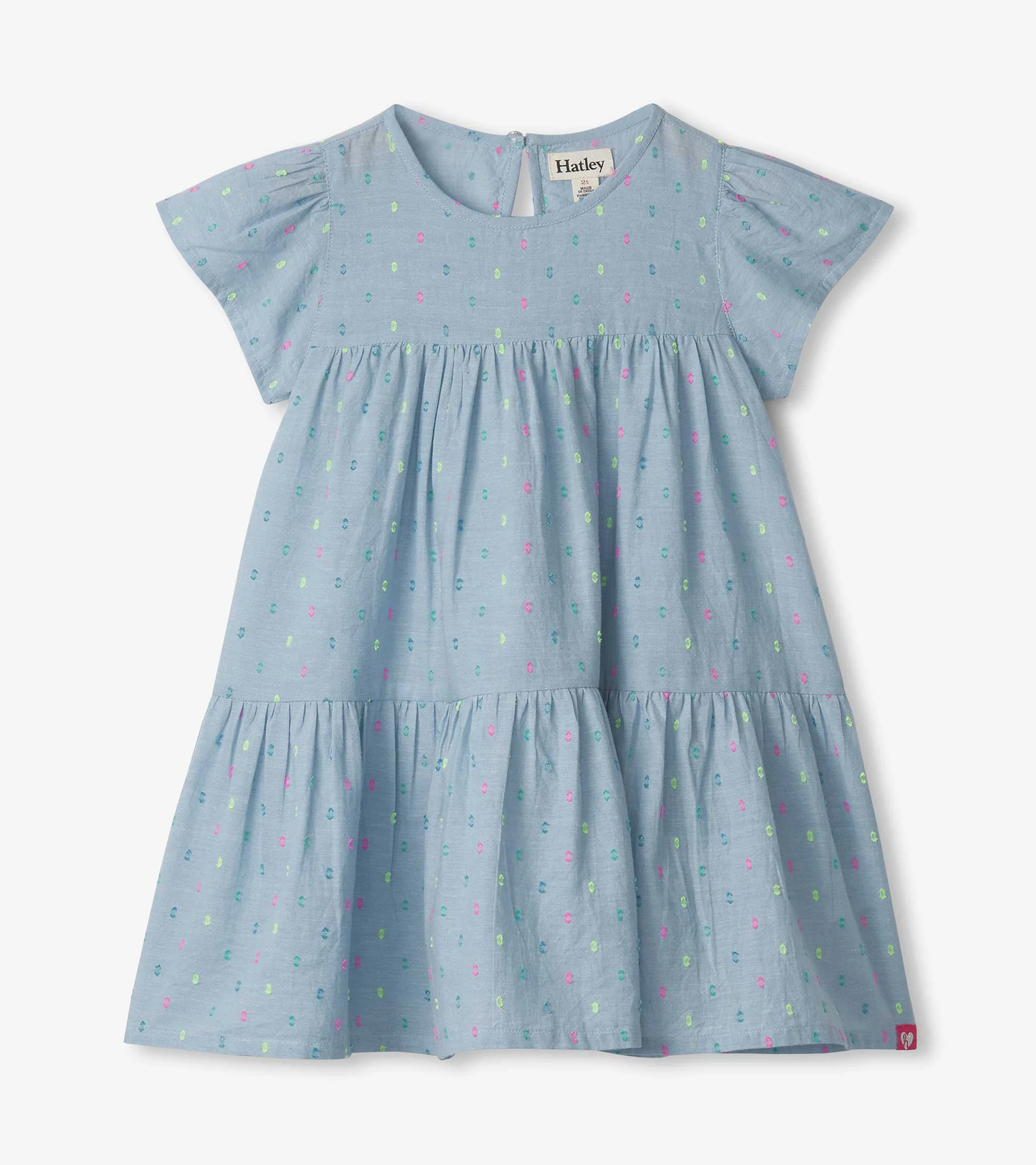 Bright Spot Chambray Woven Cake Puff Dress