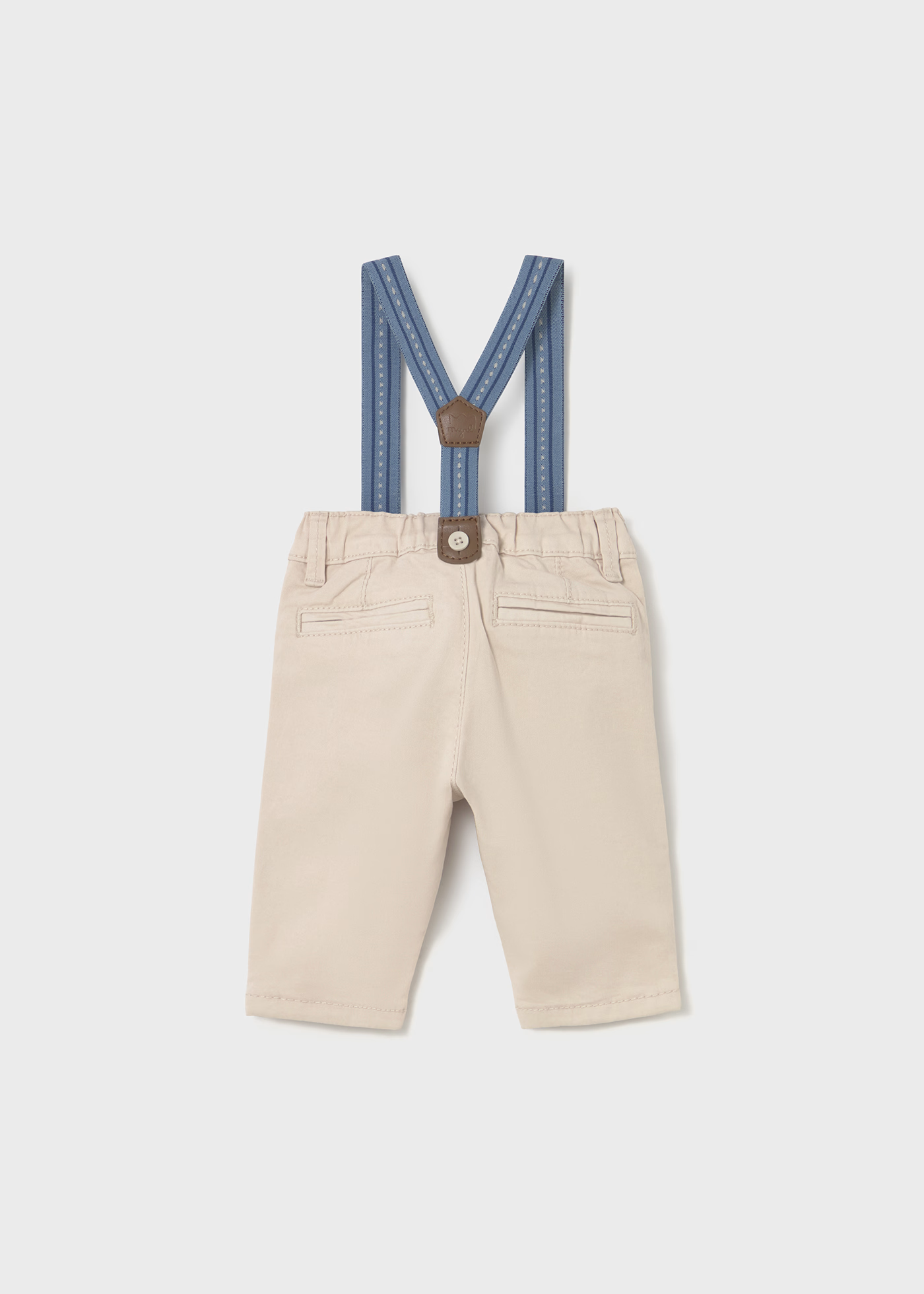 Newborn Boy Pants with Suspenders - Stone