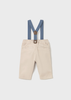 Newborn Boy Pants with Suspenders - Stone