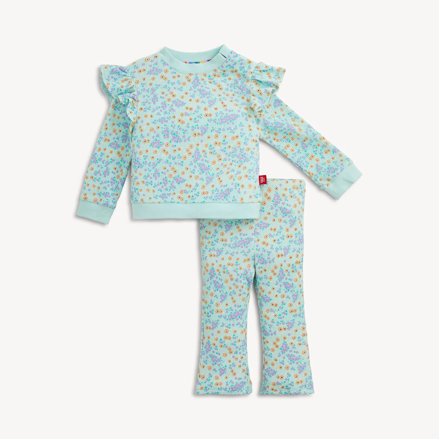Magnetic Top & Pant Set - Waffle Green Floral