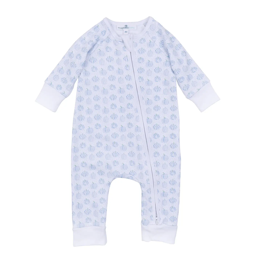 Precious Pumpkins Zipper Pajamas - Light Blue