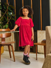 Puff Shoulder Velour Dress - Red Wagon