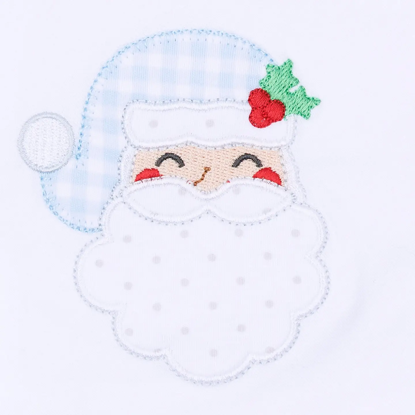Sweet Saint Nick Applique Baby's First Christmas Footie - Light Blue