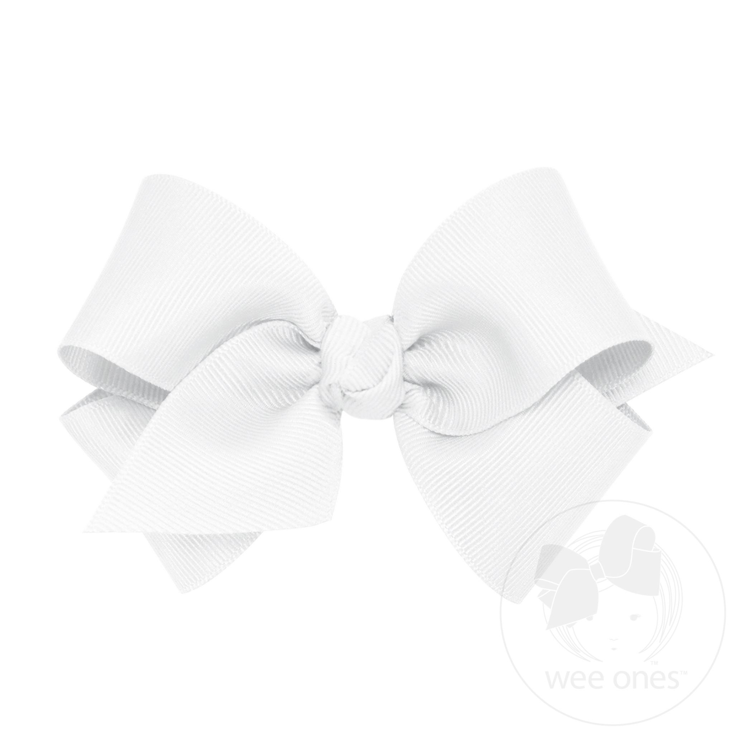 Small Classic Grosgrain Hair Bow (Knot Wrap) - White