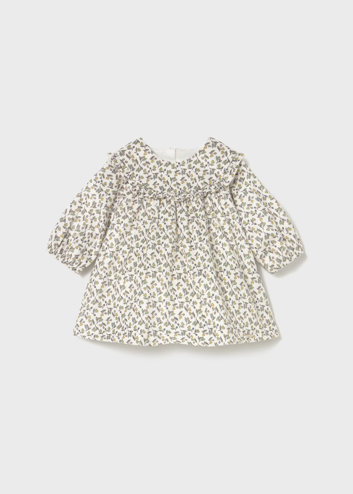 Newborn Girl Printed Velvet Dress - Olive