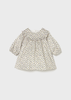 Newborn Girl Printed Velvet Dress - Olive