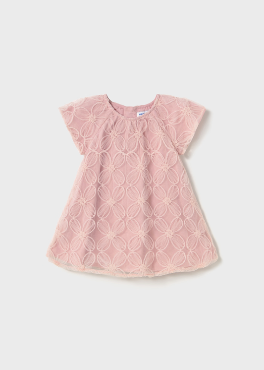 Baby Embroidered Tulle Dress - Pink