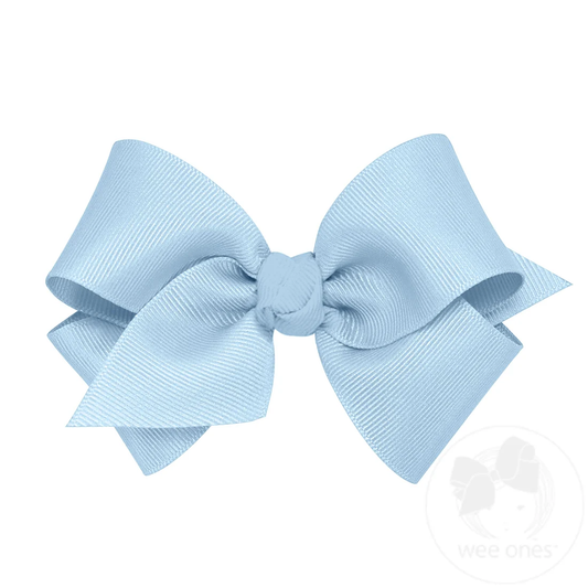 Small Classic Grosgrain Hair Bow (Knot Wrap) - Blue