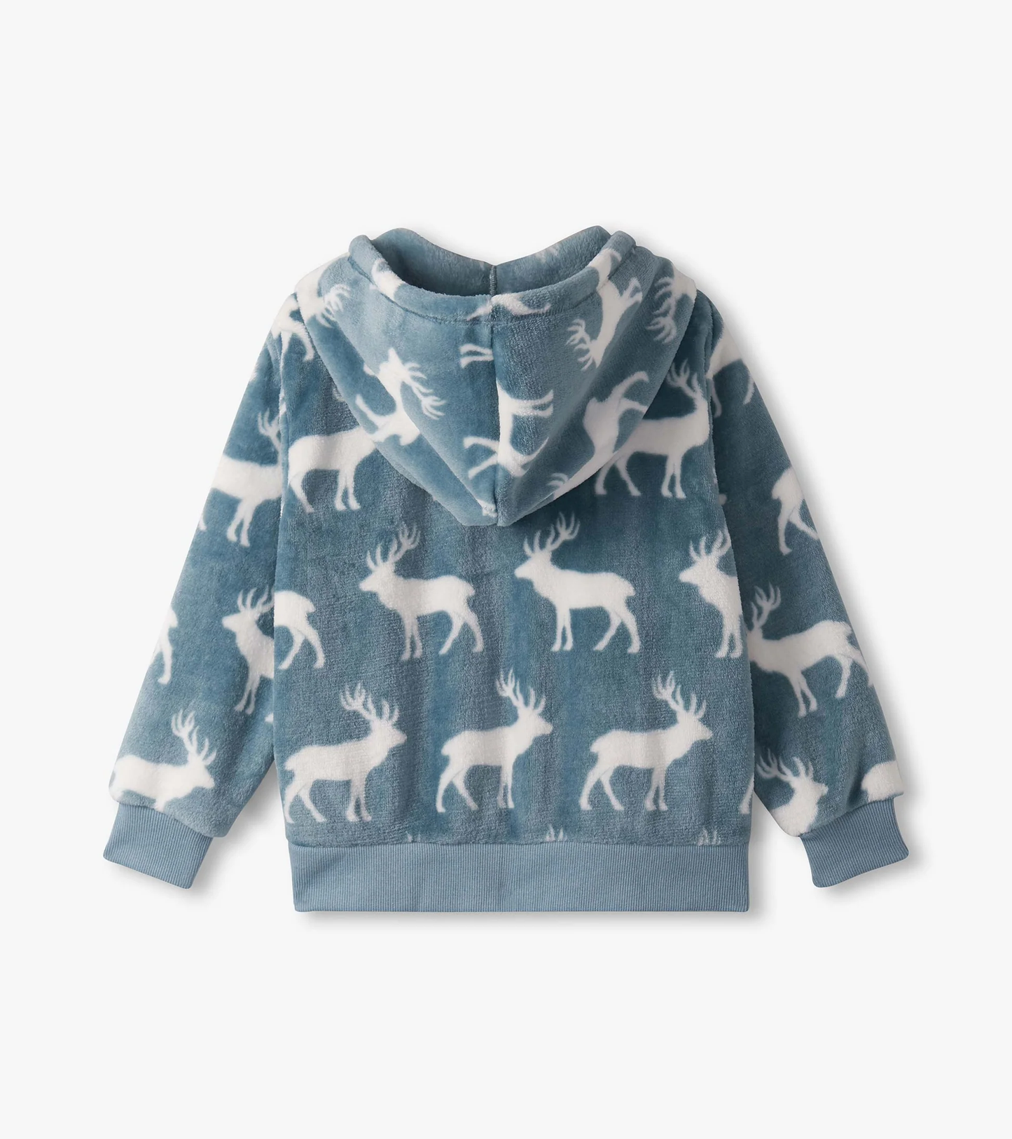 Staggered Elks Fuzzy Fleece Zip-Up Hoodie