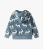 Staggered Elks Fuzzy Fleece Zip-Up Hoodie