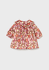 Newborn Girl Printed Velvet Dress - Blush