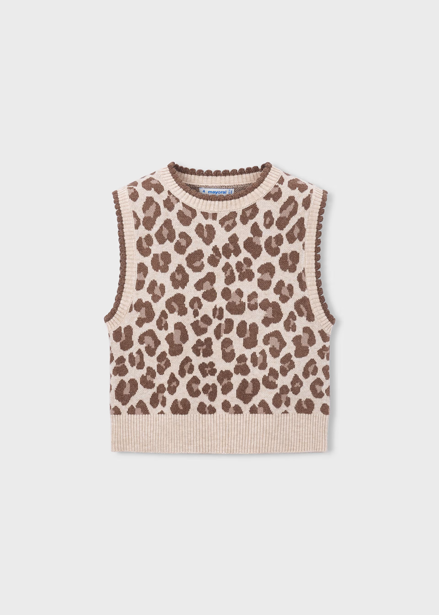 Girl Knit Vest - Leopard