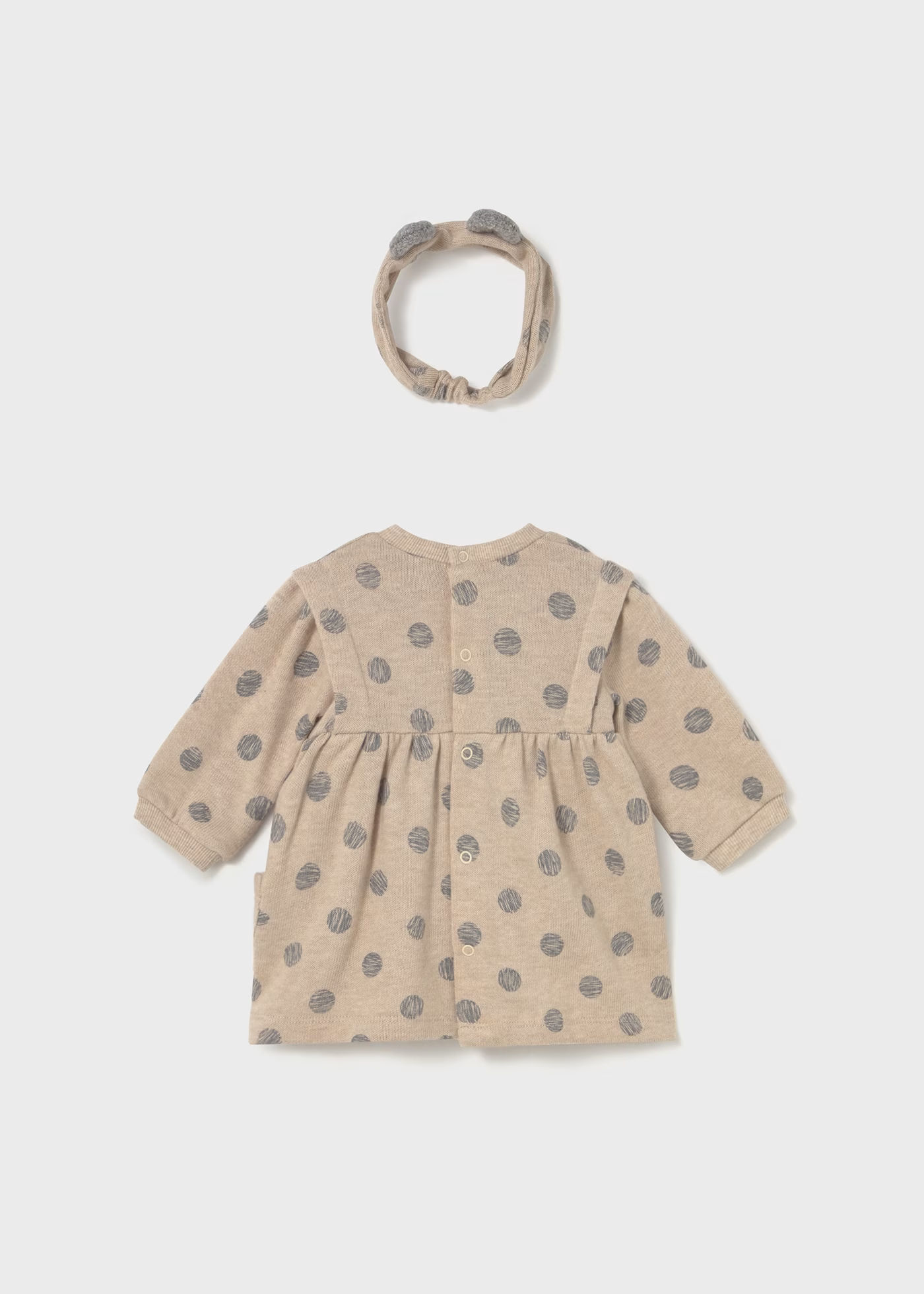Newborn Girl Dress with Headband - Cereal Heather