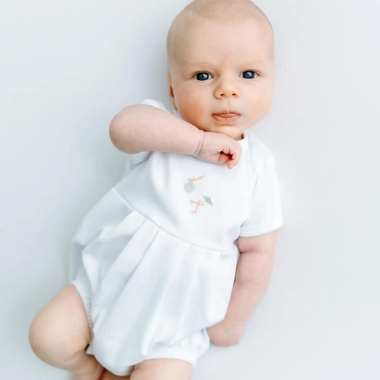 Vintage Stork Short Sleeve Bubble - White