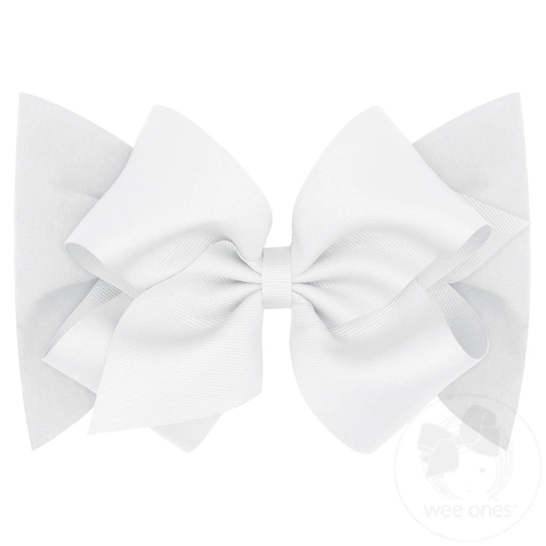 Small King Grosgrain Bow Matching Cotton Jersey Baby Headband - White
