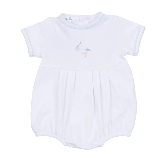 Vintage Stork Short Sleeve Boy Bubble - Light Blue