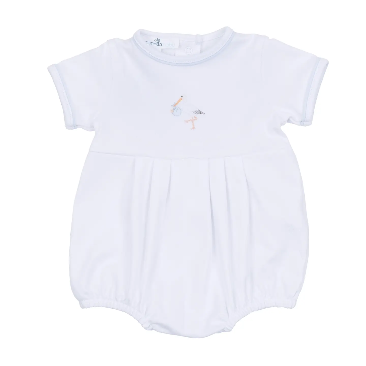 Vintage Stork Short Sleeve Boy Bubble - Light Blue